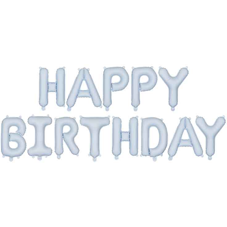 Pastel Blue Happy Birthday Balloon Banner Kit