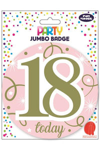 Pink & Gold 18th Birthday Badge