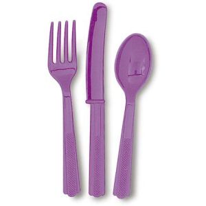 Pretty Purple Plastic Cutlery (18 pack)